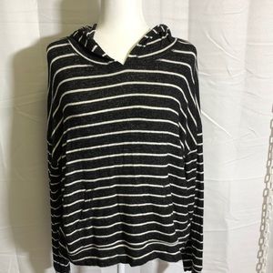 American Eagle Outfitters Black and White Striped Hoodie